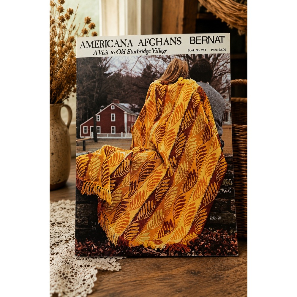 Vintage 1974 Bernat Americana Afghans Knitting Pattern Book No 211 Sturbridge